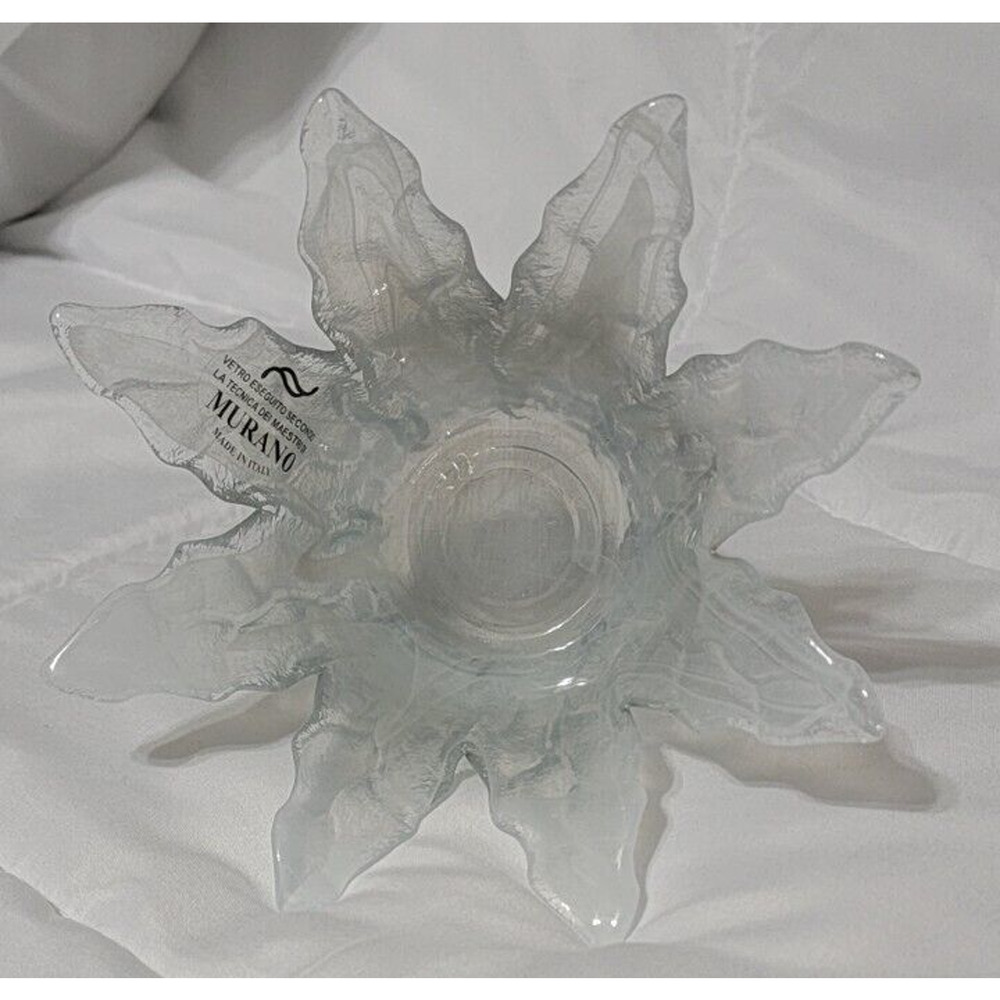 VTG ORIGINAL MURANO HANDBLOWN GLASS‎ FLOWER VASE/BOWL PLANTER WHITE - ITALY